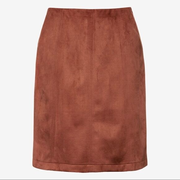 Ulla Popken Faux Suede Seam Detail Stretch Skirt, Gold Brown 20/22 - Picture 15 of 15